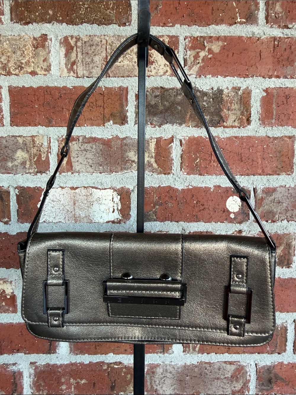 Guess Metallic Pewter Shoulder Bag